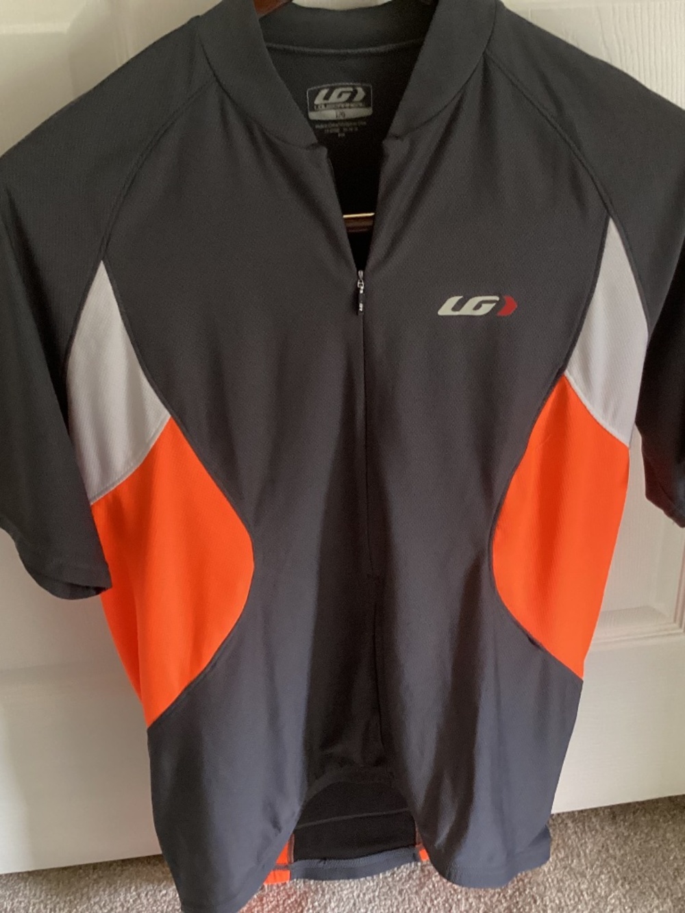 Men’s Louis Garneau Biking Jersey 3/4 ZIP, Orange,Gray,White Size LG